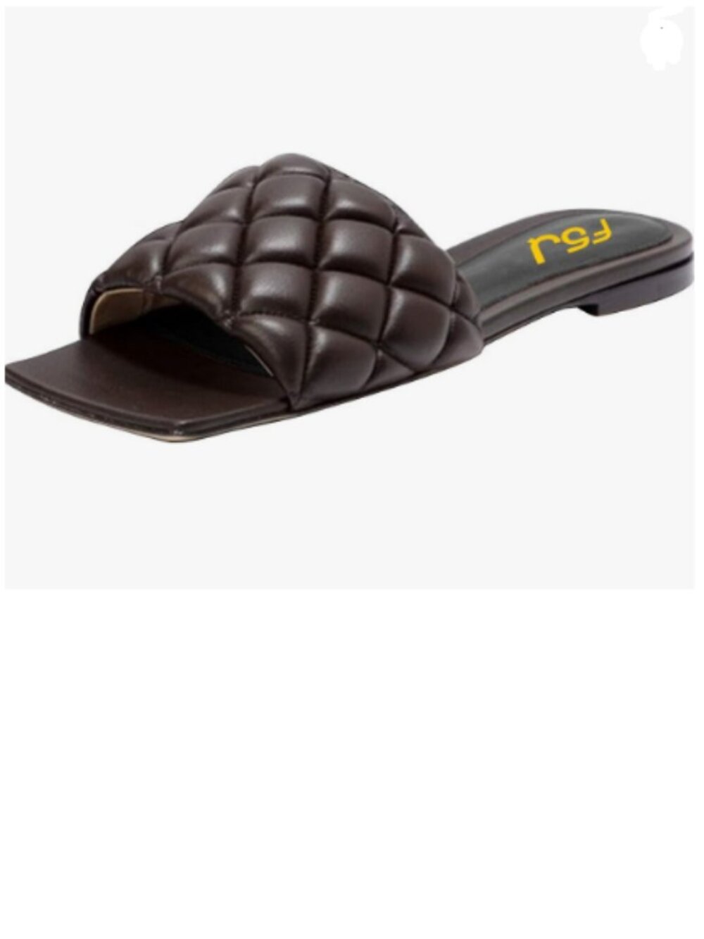 FSJ Brown Open Square Toe Slide Sandals Slip on Slipper Flats Office Date Shoes